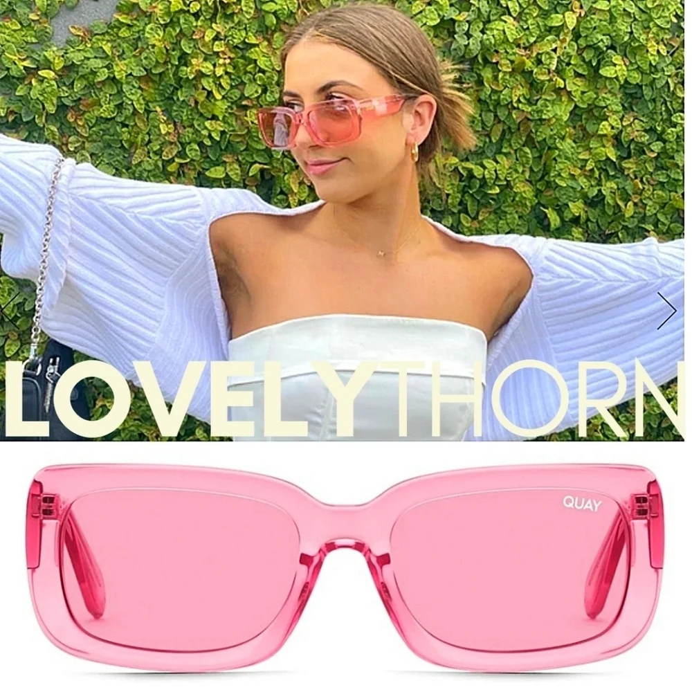 QUAY // ltd ed rare coral rectangular retro-chic yada yada sunglasses
